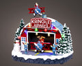 Rotes und weißes kringle airways weihnachtliches polyresin led szene mit blinkeffekt und beleuchtung für innenbereich