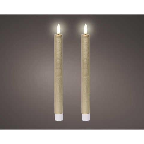 LED Spitzkerze gold 2er Set