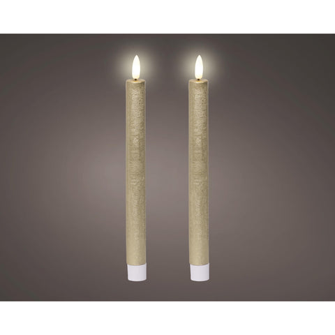 LED Spitzkerze gold 2er Set