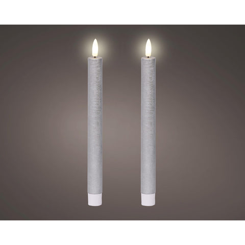 LED Spitzkerze silber 2er Set