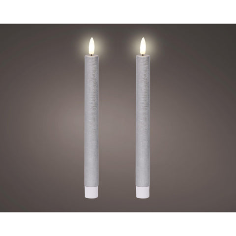 LED Spitzkerze silber 2er Set