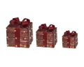 LED Geschenkschachteln 3er Set rot warmweiße LED 25x25x30cm