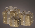 LED Geschenkschachteln 3er Set gold warmweiße LED 25x25x30cm