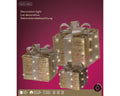 LED Geschenkschachteln 3er Set gold warmweiße LED 25x25x30cm