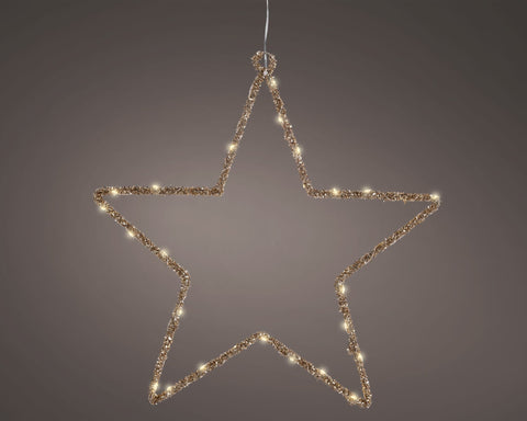 Mikro-LED Stern Metall gold 38cm