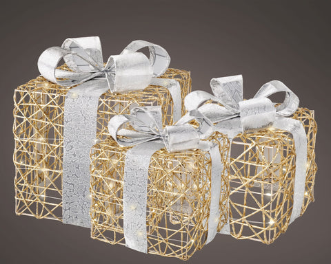 Mikro-LED Geschenkschachteln 3er Set gold