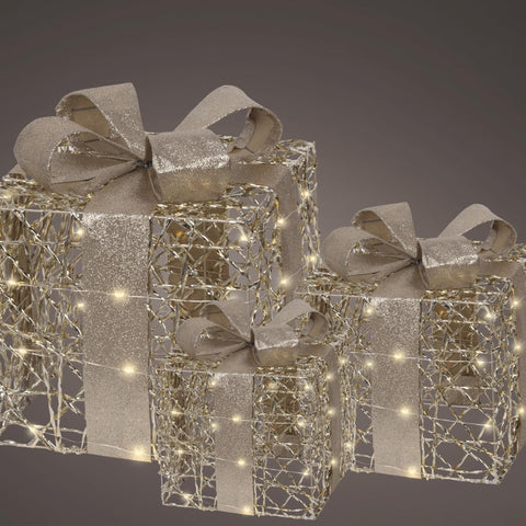 Mikro-LED Geschenkschachteln 3er Set gold