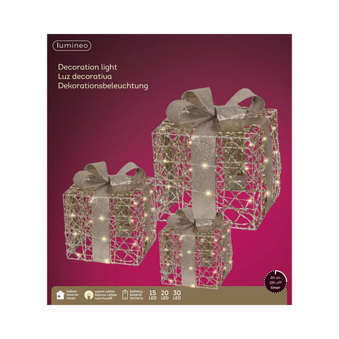 Mikro-LED Geschenkschachteln 3er Set gold