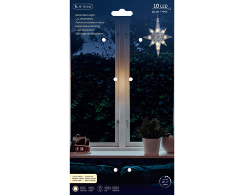LED Fensterbeleuchtung Stern transparent warmweiße LED 2x16x20.5cm