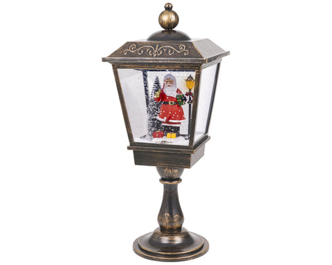 LED Tischlaterne Schneefallfunktion antique brass kaltweiße LED 27x27x70cm