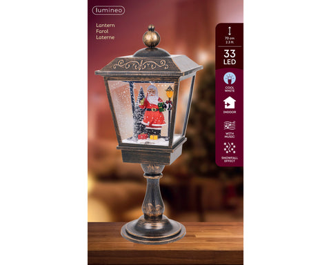 LED Tischlaterne Schneefallfunktion antique brass kaltweiße LED 27x27x70cm