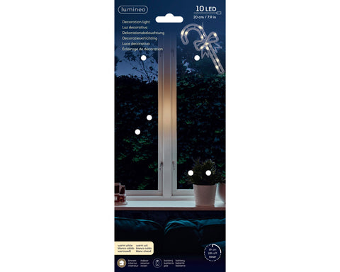 LED Fensterbeleuchtung Zuckerstange transparent warmweiße LED 1x12.5x22cm