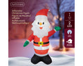 Led aufblasbarer santa claus in rot und weiß mit grünem handschuhen schwarzen stiefeln gelbem gürtel und kaltweißen leds