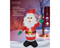 Led aufblasbarer santa in rot und weiß mit grünen handschuhen, schwarzen stiefeln und gelbem gürtel, 60x115x180 cm