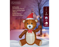 Brauner aufblasbarer teddy mit rotem santa hut und schleife mit kaltweißer led beleuchtung 70x120x180cm