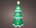 Grüner aufblasbarer weihnachtsbaum mit leuchtendem gelben stern und bunten kugeln im led aufblasbarer bär kaltweiße led 80x80x190cm