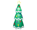 Grüner aufblasbarer weihnachtsbaum mit leuchtendem gelbem stern und bunten kugeln im led aufblasbarer bär 80x80x190cm