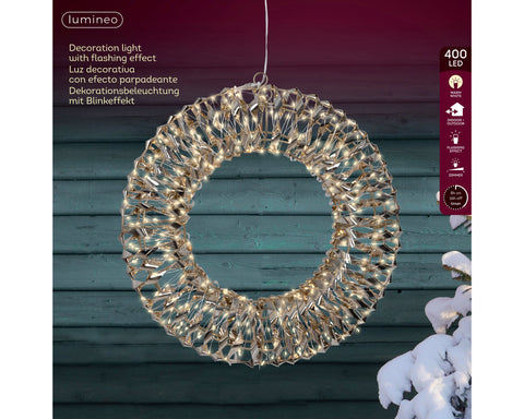 LED Kranz Outdoor gold warmweiße LED 38x8cm
