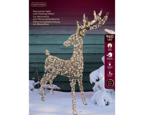 LED Rentier Outdoor gold warmweiße LED 18x65x130cm
