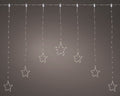 LED Fenstervorhang Sterne Outdoor transparent 136 warmweiße LED 120x115cm
