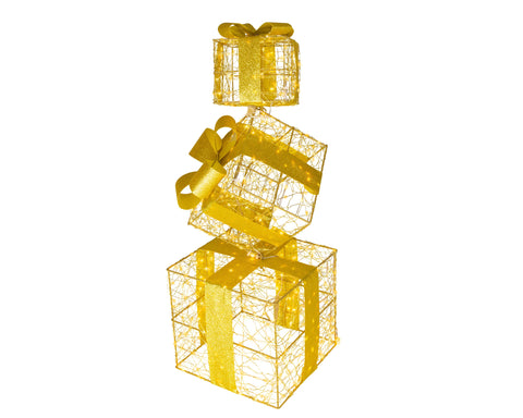 LED Geschenkschachteln Outdoor gold warmweiße & klassischwarme LED 25x25x73cm