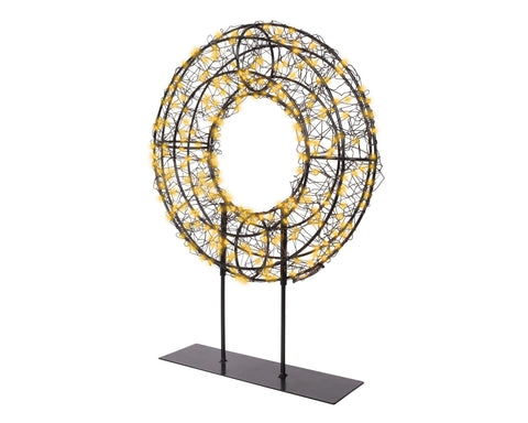 LED Kranz auf Ständer Outdoor schwarz klassischwarme LED 7x28x38cm