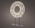 LED Kranz auf Ständer Outdoor silber warmweiße LED 7x28x38cm