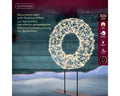 LED Kranz auf Ständer Outdoor silber warmweiße LED 7x28x38cm
