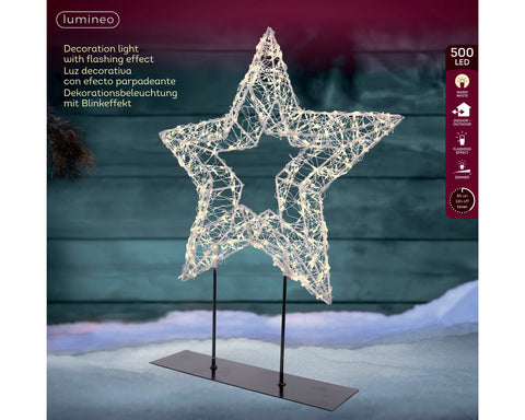 LED Stern auf Ständer Outdoor silber warmweiße LED 7x38x47cm