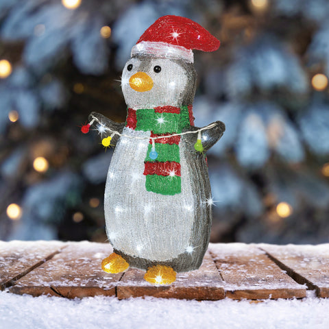 LED Pinguin Acryl Outdoor kaltweiße LED 22x28x45cm