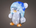 LED Pinguin Acryl Outdoor blue kaltweiße LED 24.5x27x33cm
