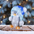 LED Pinguin Acryl Outdoor blue kaltweiße LED 24.5x27x33cm