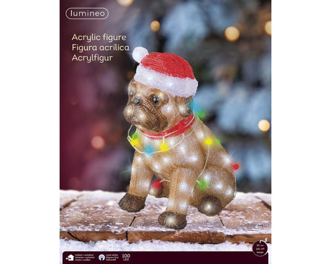 LED Hund Acryl Outdoor braun kaltweiße LED 34x24x42cm