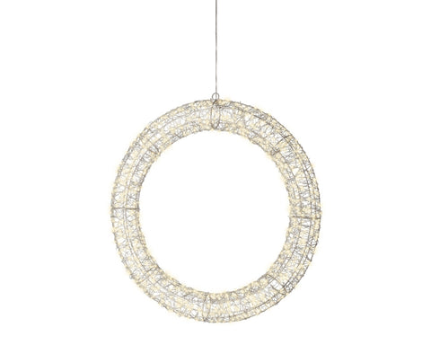 LED Kranz Outdoor silber warmweiße LED 7x58x58cm