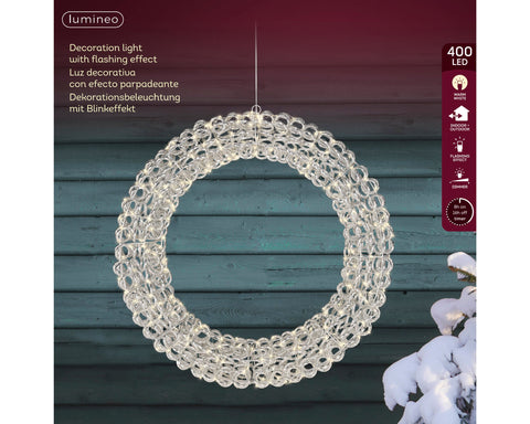LED Kranz Outdoor silber warmweiße LED 58x10cm