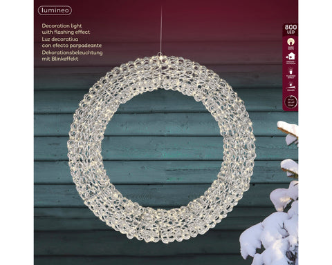 LED Kranz Outdoor silber warmweiße LED 78x12cm
