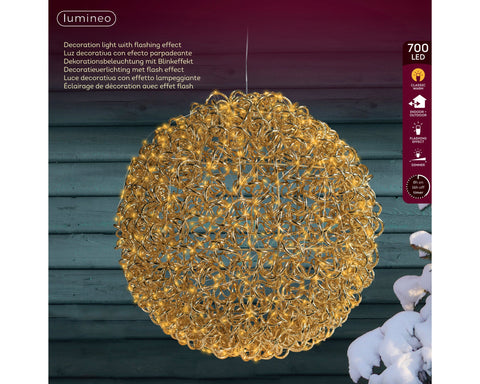 LED Kugel Outdoor gold klassischwarme LED 55cm