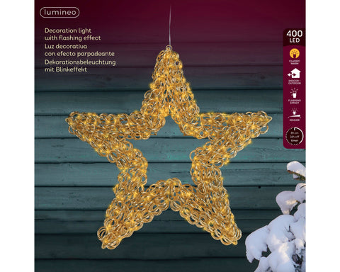 LED Stern Outdoor gold klassischwarme LED 58x10cm