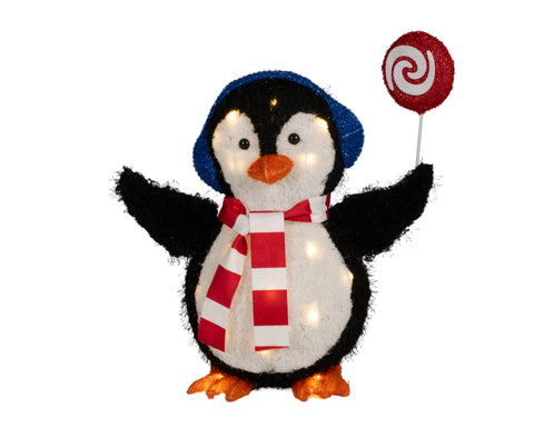 LED Pinguin Stoff Outdoor warmweiße LED 16x34x43cm