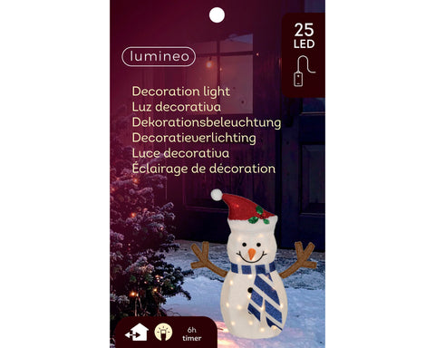 LED Schneemann Stoff Outdoor warmweiße LED 15x57x67cm