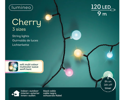 LED Cherrybeleuchtung Outdoor schwarz 120 softbune LED 900cm