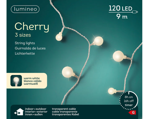 LED Cherrybeleuchtung Outdoor transparent 120 warmweiße LED 900cm
