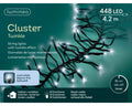 LED Lichterkette Cluster 8 Leuchtmodi Outdoor schwarz 448 kaltweiße LED 420cm