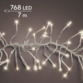 LED Lichterkette Cluster 8 Leuchtmodi Outdoor transparent 768 warmweiße LED 700cm