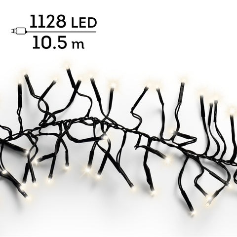 LED Lichterkette Cluster 8 Leuchtmodi Outdoor schwarz 1128 warmweiße LED 1050cm