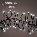 LED Lichterkette Cluster 8 Leuchtmodi Outdoor schwarz 3000 kaltweiße LED 2800cm