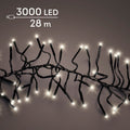 LED Lichterkette Cluster 8 Leuchtmodi Outdoor schwarz 3000 warmweiße LED 2800cm