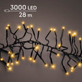 LED Lichterkette Cluster 8 Leuchtmodi Outdoor schwarz 3000 klassischwarme LED 2800cm