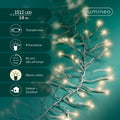 LED Lichterkette Cluster 8 Leuchtmodi Outdoor transparent 1512 warmweiße LED 1400cm
