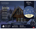 LED Icicle Lichterkette 8 Leuchtmodi Outdoor schwarz 119 warmweiße LED 500x50cm